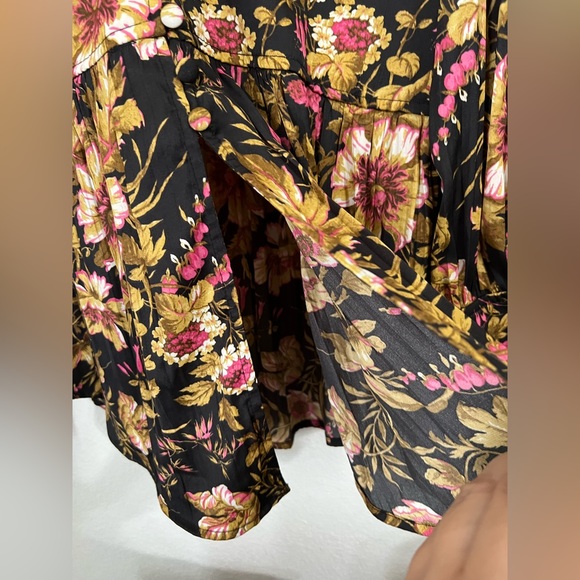 Anthropologie Deep-V Tunic Top Floral Blouse Corset Peplum Long Sleeve Size M - Picture 8 of 10